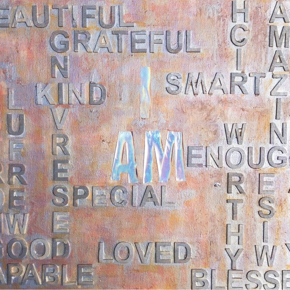 I Am Affirmation 3D Phrases, Distressed look, pastel colored, modern Painting - Picture 3 of 5